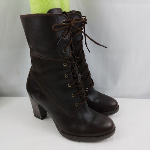 Timberland Shoes - Timberland Earthkeepers Lace Up Boots Brown Leather High Heel Women's Size 8